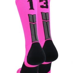 MadSportsStuff Neon Pink And Black Player ID Custom Number Crew Socks For Basketball Lacrosse Volleyball Boys And Girls 169 MadSportsStuff Neon Pink And Black Player ID Custom Number Crew Socks For Basketball Lacrosse Volleyball Boys And Girls