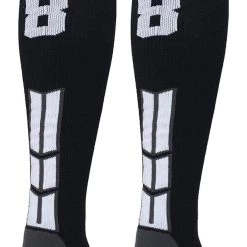 MadSportsStuff Black Player ID Custom Number Over The Calf Socks For Softball Baseball Football Boys And Girls