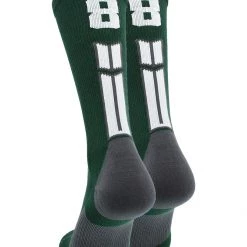 MadSportsStuff Dark Green Player ID Custom Number Crew Socks For Basketball Lacrosse Volleyball Boys And Girls