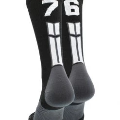 MadSportsStuff Black Player ID Custom Number Crew Socks For Basketball Lacrosse Volleyball Boys And Girls Volleyball Socks