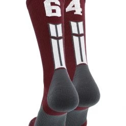 MadSportsStuff Maroon Player ID Custom Number Crew Socks For Basketball Lacrosse Volleyball Boys And Girls Volleyball Socks