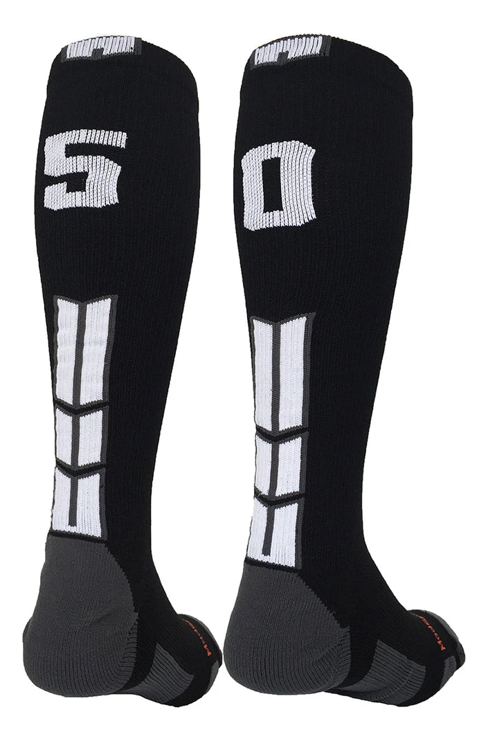MadSportsStuff Softball Socks Black Player ID Custom Number Over The Calf Socks For Softball Baseball Football Boys And Girls 55 MadSportsStuff Softball Socks Black Player ID Custom Number Over The Calf Socks For Softball Baseball Football Boys And Girls