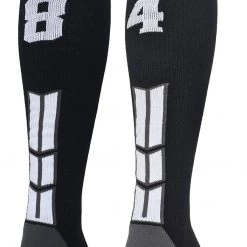 MadSportsStuff Black Player ID Custom Number Over The Calf Socks For Softball Baseball Football Boys And Girls