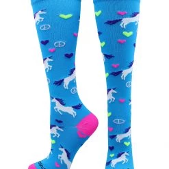 MadSportsStuff Peace Love Unicorn Over The Calf Athletic Socks Softball Socks