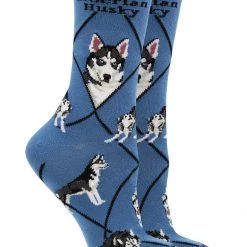 WHD Crazy Socks - Crew Siberian Husky Socks For Women Gift For Dog Lovers