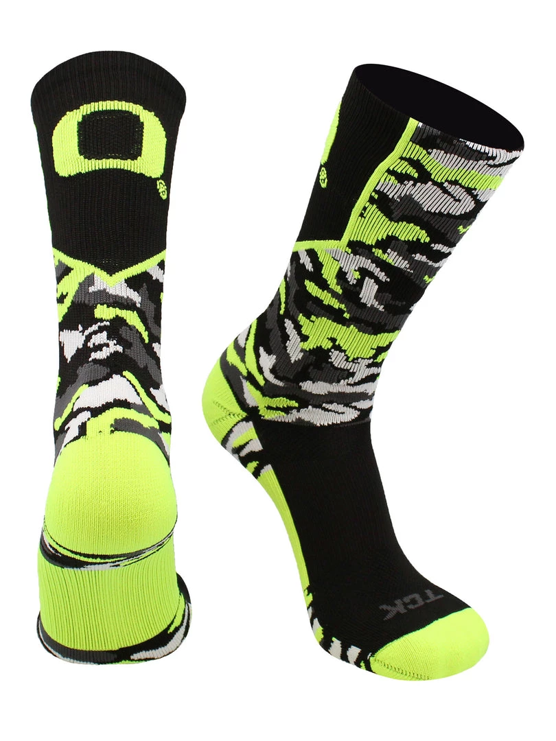 TCK All Schools Oregon Ducks Socks Woodland Camo Crew 6 TCK All Schools Oregon Ducks Socks Woodland Camo Crew