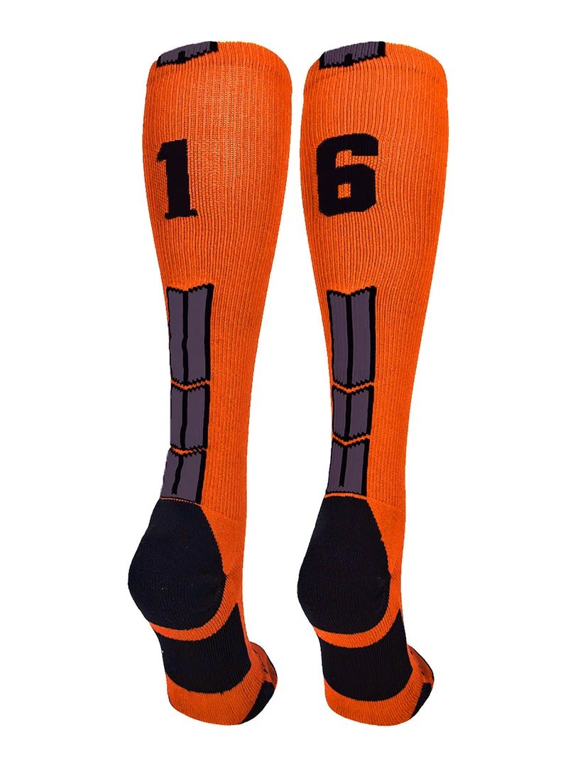 MadSportsStuff Softball Socks Orange And Black Player ID Custom Number Over The Calf Socks For Softball Baseball Football Boys And Girls 63 MadSportsStuff Softball Socks Orange And Black Player ID Custom Number Over The Calf Socks For Softball Baseball Football Boys And Girls