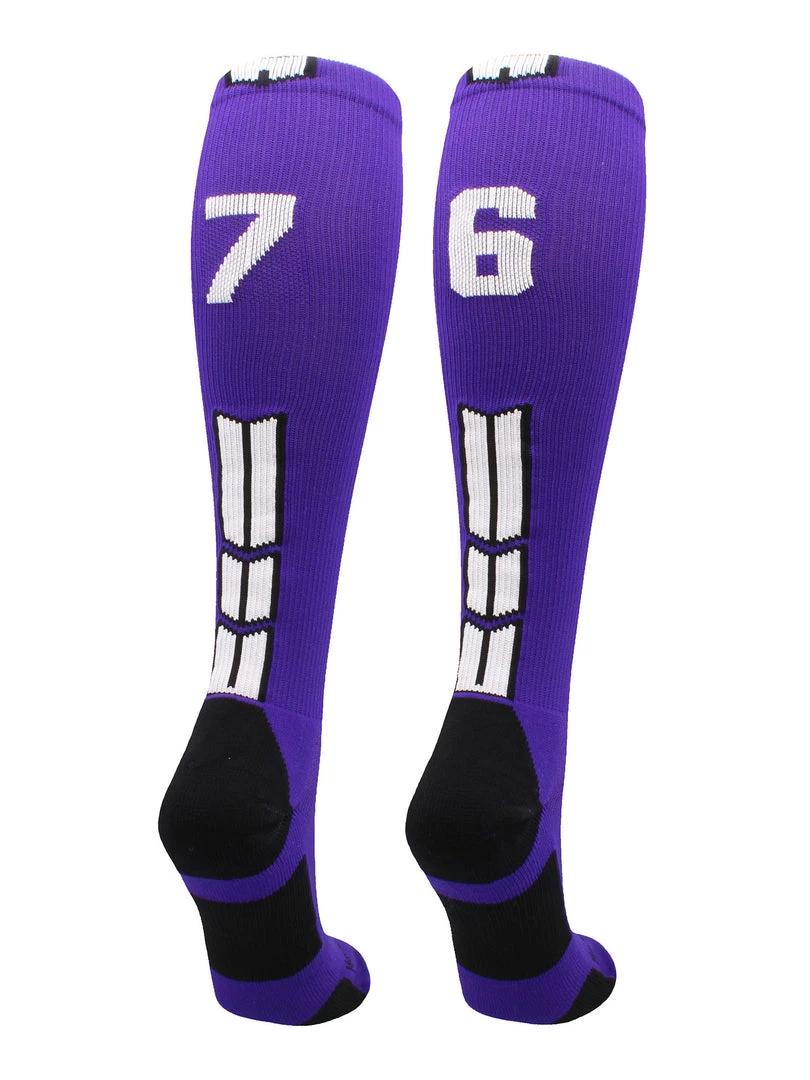 MadSportsStuff Purple Player ID Custom Number Over The Calf Socks For Softball Baseball Football Boys And Girls 32 MadSportsStuff Purple Player ID Custom Number Over The Calf Socks For Softball Baseball Football Boys And Girls