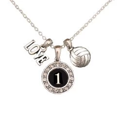 MadSportsStuff Jewelry Girls Volleyball Necklace With Jersey Number (Available In 39 Numbers)
