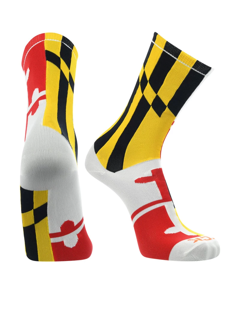 TCK Lacrosse Socks Maryland Flag Crew Socks 1 TCK Lacrosse Socks Maryland Flag Crew Socks