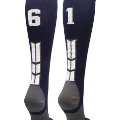 MadSportsStuff Navy Player ID Custom Number Over The Calf Socks For Softball Baseball Football Boys And Girls Softball Socks