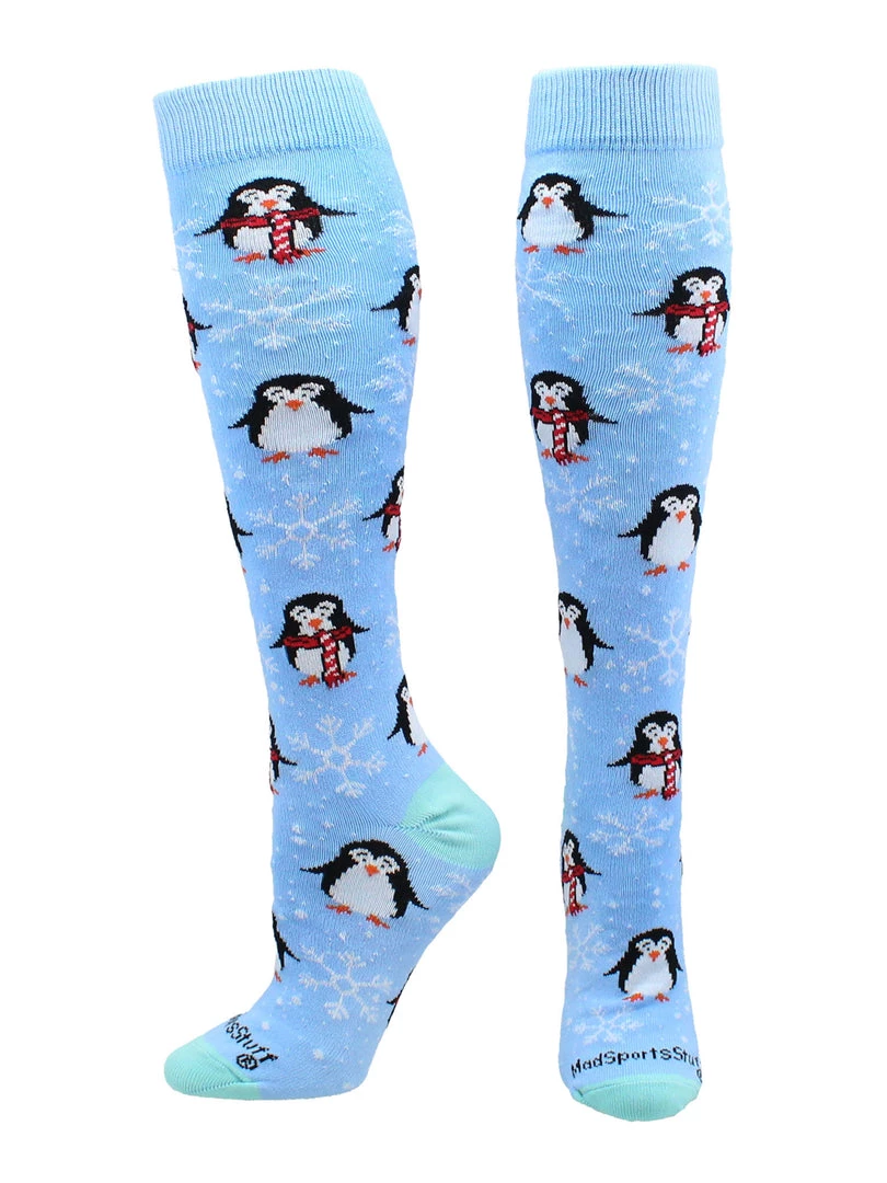 MadSportsStuff Snow Penguin Christmas Socks Over The Calf Length Softball Socks 1 MadSportsStuff Snow Penguin Christmas Socks Over The Calf Length Softball Socks