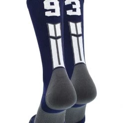 MadSportsStuff Volleyball Socks Navy Player ID Custom Number Crew Socks For Basketball Lacrosse Volleyball Boys And Girls