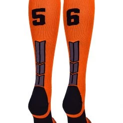 MadSportsStuff Softball Socks Orange And Black Player ID Custom Number Over The Calf Socks For Softball Baseball Football Boys And Girls 129 MadSportsStuff Softball Socks Orange And Black Player ID Custom Number Over The Calf Socks For Softball Baseball Football Boys And Girls