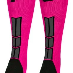 MadSportsStuff Neon Pink And Black Player ID Custom Number Over The Calf Socks For Softball Baseball Football Boys And Girls Baseball Socks
