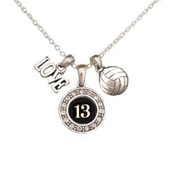 MadSportsStuff Jewelry Girls Volleyball Necklace With Jersey Number (Available In 39 Numbers)