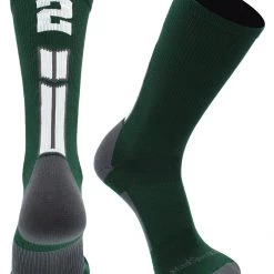MadSportsStuff Volleyball Socks Dark Green Player ID Custom Number Crew Socks For Basketball Lacrosse Volleyball Boys And Girls