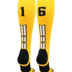 MadSportsStuff Softball Socks Gold Player ID Custom Number Over The Calf Socks For Softball Baseball Football Boys And Girls 166 MadSportsStuff Softball Socks Gold Player ID Custom Number Over The Calf Socks For Softball Baseball Football Boys And Girls