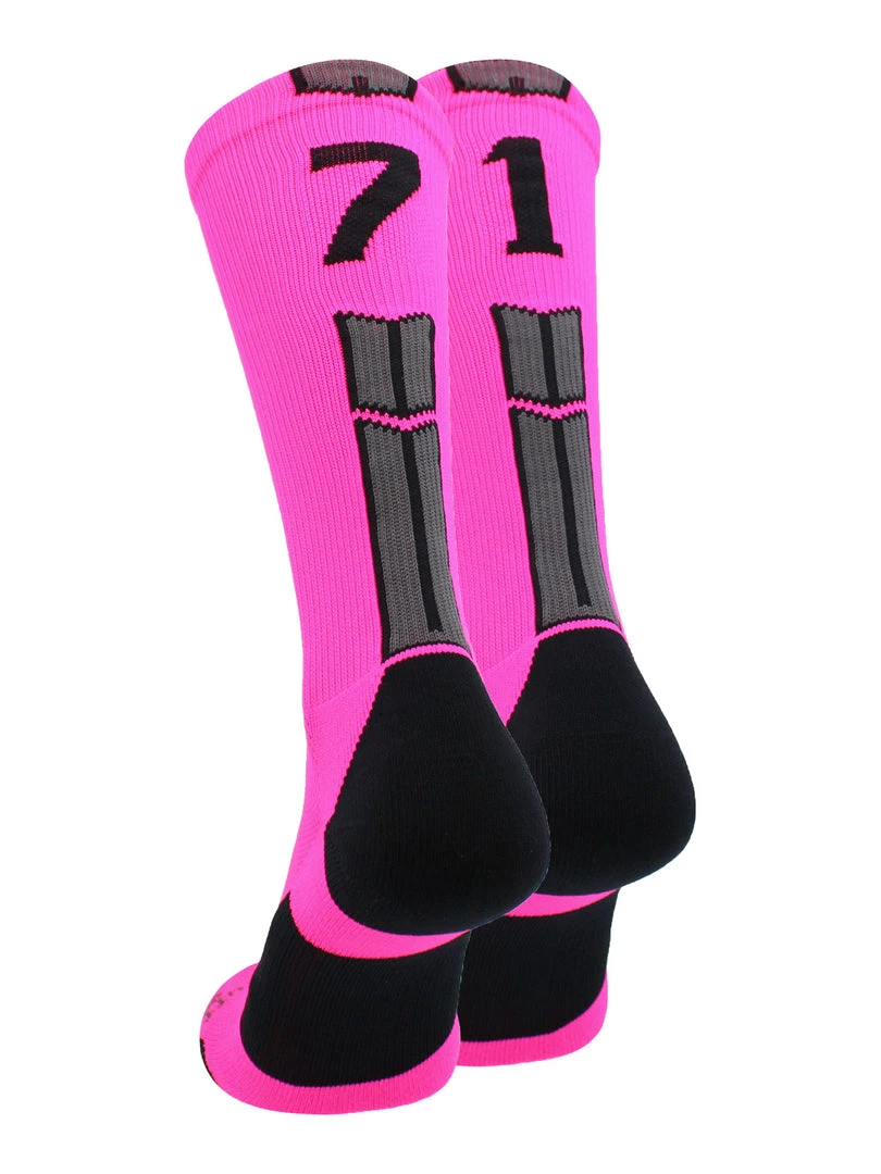 MadSportsStuff Neon Pink And Black Player ID Custom Number Crew Socks For Basketball Lacrosse Volleyball Boys And Girls 8 MadSportsStuff Neon Pink And Black Player ID Custom Number Crew Socks For Basketball Lacrosse Volleyball Boys And Girls