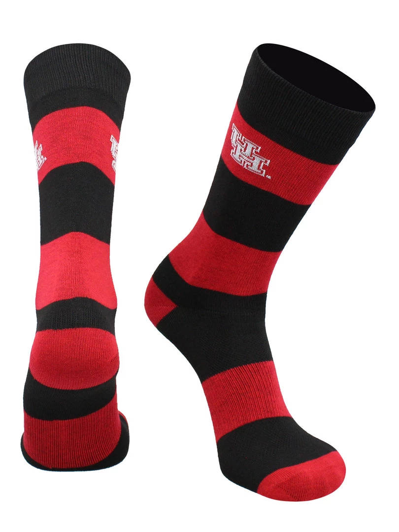 TCK All Schools Houston Cougars Socks Game Day Striped Crew Socks 2 TCK All Schools Houston Cougars Socks Game Day Striped Crew Socks