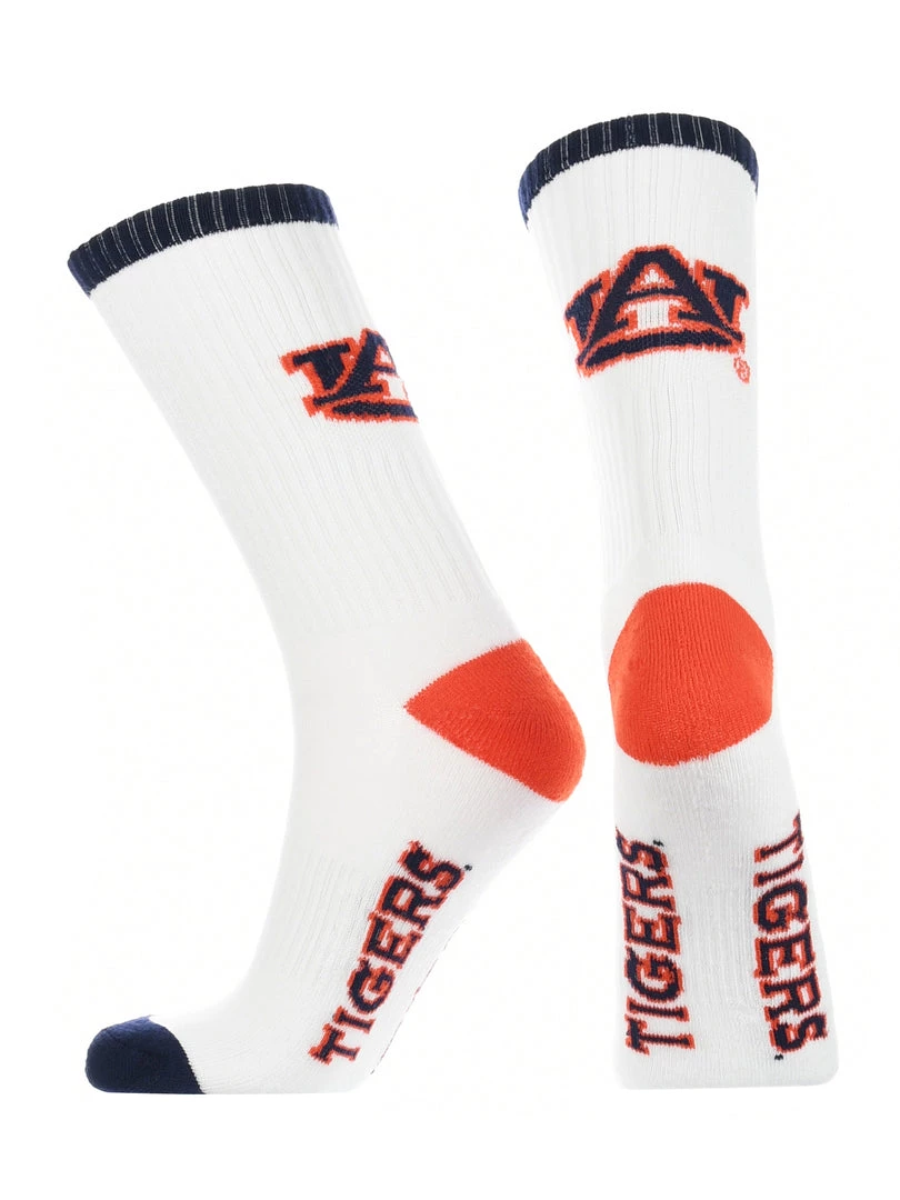 TCK All Schools Auburn Tigers Socks Basic Crew White Socks 2 TCK All Schools Auburn Tigers Socks Basic Crew White Socks