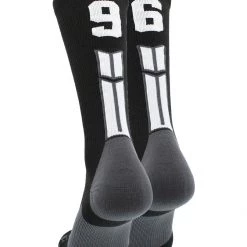 MadSportsStuff Black Player ID Custom Number Crew Socks For Basketball Lacrosse Volleyball Boys And Girls Volleyball Socks