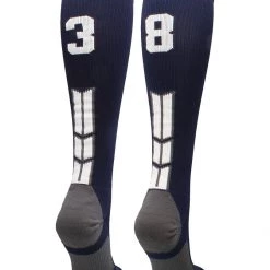 MadSportsStuff Navy Player ID Custom Number Over The Calf Socks For Softball Baseball Football Boys And Girls Softball Socks