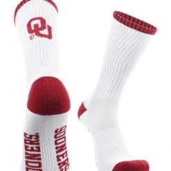 TCK OU Oklahoma Sooners Socks Basic Crew White Socks All Schools