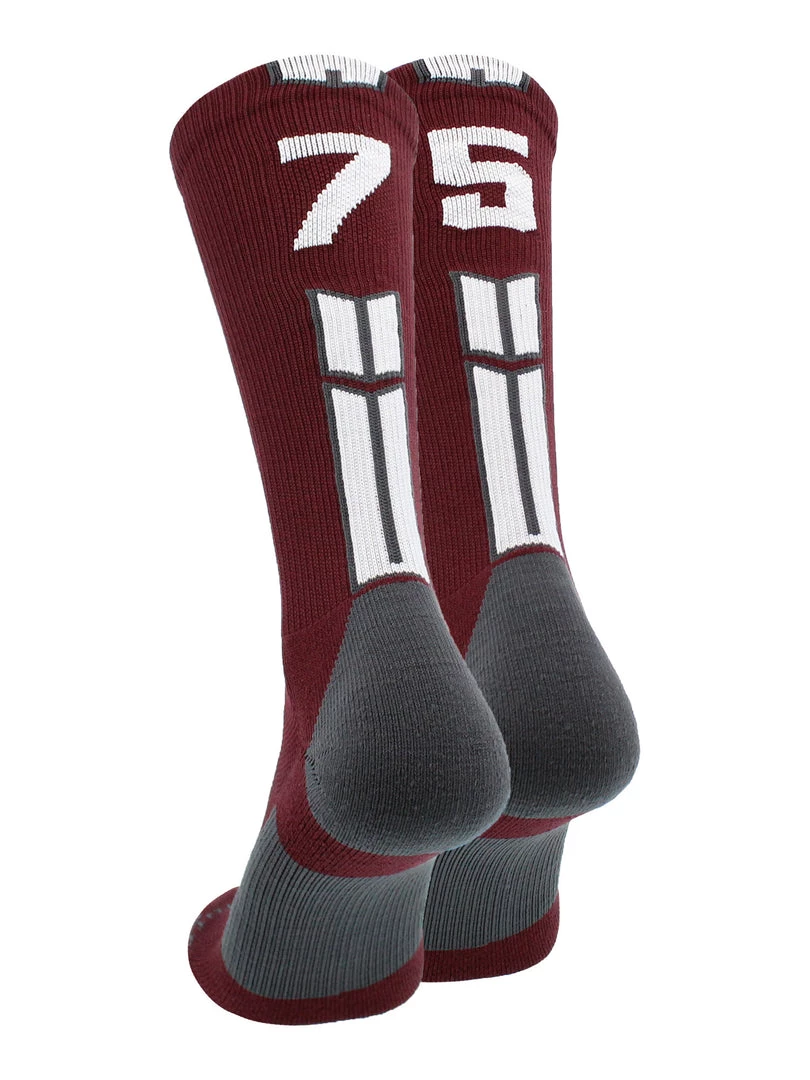 MadSportsStuff Maroon Player ID Custom Number Crew Socks For Basketball Lacrosse Volleyball Boys And Girls Volleyball Socks 53 MadSportsStuff Maroon Player ID Custom Number Crew Socks For Basketball Lacrosse Volleyball Boys And Girls Volleyball Socks
