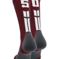 MadSportsStuff Maroon Player ID Custom Number Crew Socks For Basketball Lacrosse Volleyball Boys And Girls