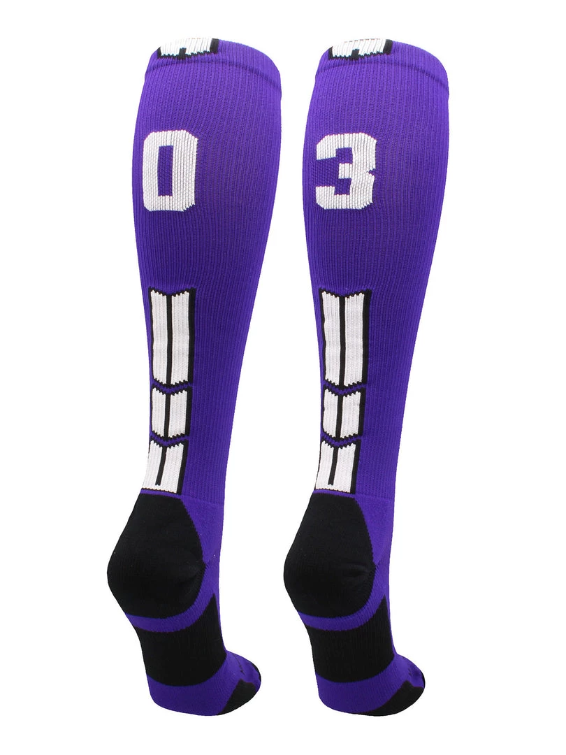 MadSportsStuff Purple Player ID Custom Number Over The Calf Socks For Softball Baseball Football Boys And Girls 1 MadSportsStuff Purple Player ID Custom Number Over The Calf Socks For Softball Baseball Football Boys And Girls