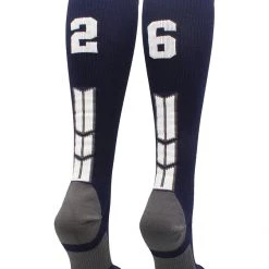 MadSportsStuff Navy Player ID Custom Number Over The Calf Socks For Softball Baseball Football Boys And Girls