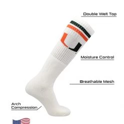 TCK Miami Hurricanes Socks Throwback Tube Socks
