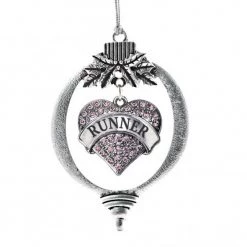 MadSportsStuff Christmas Ornament With Crystal Runner Heart Charm Ornaments