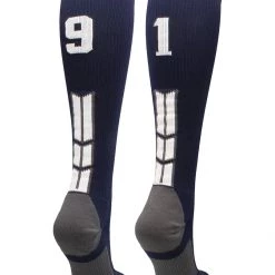 MadSportsStuff Navy Player ID Custom Number Over The Calf Socks For Softball Baseball Football Boys And Girls