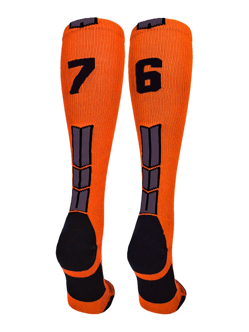 MadSportsStuff Orange And Black Player ID Custom Number Over The Calf Socks For Softball Baseball Football Boys And Girls 32 MadSportsStuff Orange And Black Player ID Custom Number Over The Calf Socks For Softball Baseball Football Boys And Girls