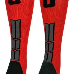 MadSportsStuff Red And Black Player ID Custom Number Over The Calf Socks For Softball Baseball Football Boys And Girls Baseball Socks