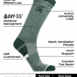 TCK All Schools Michigan State Spartans Socks Victory Parade Crew Length 6 TCK All Schools Michigan State Spartans Socks Victory Parade Crew Length
