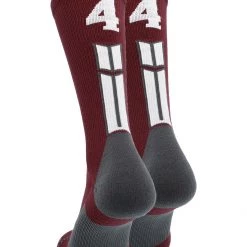 MadSportsStuff Maroon Player ID Custom Number Crew Socks For Basketball Lacrosse Volleyball Boys And Girls