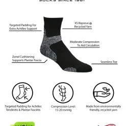 TCK Achilles Tendonitis Running Socks With Light Compression - For Men And Women - Made From Recycled Materials