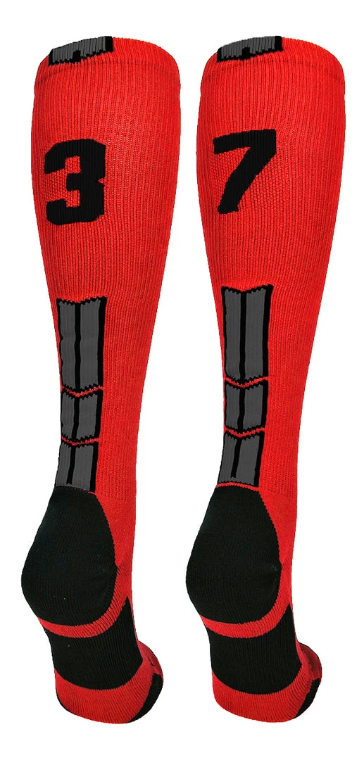 MadSportsStuff Red And Black Player ID Custom Number Over The Calf Socks For Softball Baseball Football Boys And Girls Baseball Socks 94 MadSportsStuff Red And Black Player ID Custom Number Over The Calf Socks For Softball Baseball Football Boys And Girls Baseball Socks