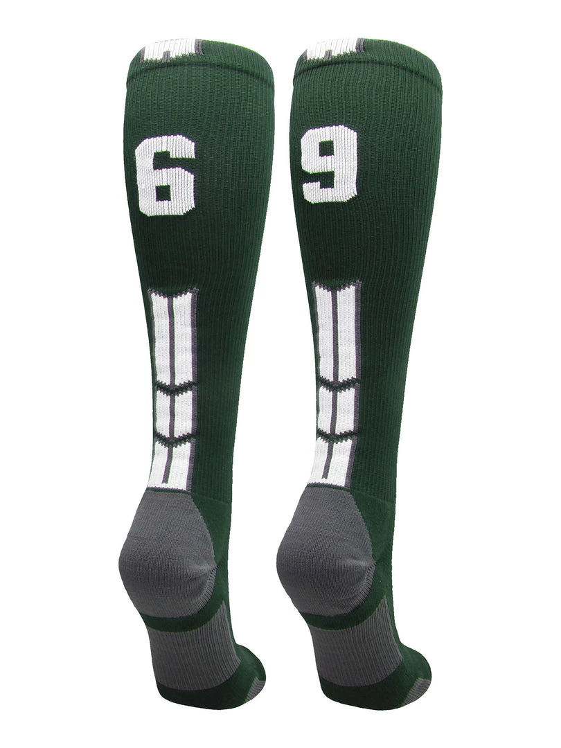 MadSportsStuff Dark Green Player ID Custom Number Over The Calf Socks For Softball Baseball Football Boys And Girls Softball Socks 11 MadSportsStuff Dark Green Player ID Custom Number Over The Calf Socks For Softball Baseball Football Boys And Girls Softball Socks