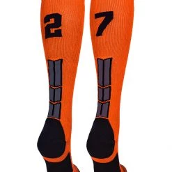 MadSportsStuff Softball Socks Orange And Black Player ID Custom Number Over The Calf Socks For Softball Baseball Football Boys And Girls 208 MadSportsStuff Softball Socks Orange And Black Player ID Custom Number Over The Calf Socks For Softball Baseball Football Boys And Girls