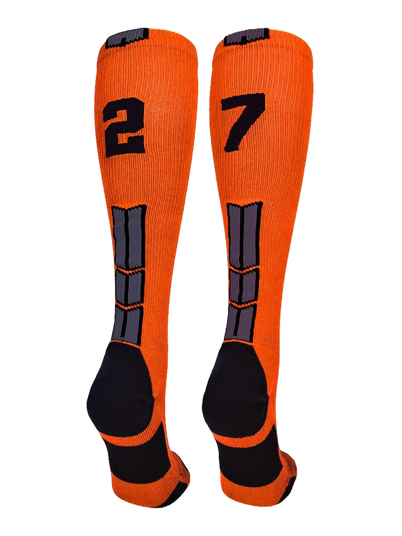 MadSportsStuff Softball Socks Orange And Black Player ID Custom Number Over The Calf Socks For Softball Baseball Football Boys And Girls 103 MadSportsStuff Softball Socks Orange And Black Player ID Custom Number Over The Calf Socks For Softball Baseball Football Boys And Girls