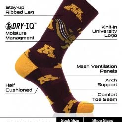 TCK Minnesota Golden Gophers Socks Crew Length Sock Mayhem All Schools