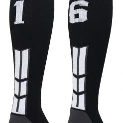 MadSportsStuff Black Player ID Custom Number Over The Calf Socks For Softball Baseball Football Boys And Girls
