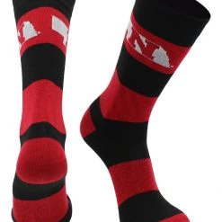 TCK All Schools Nebraska Cornhuskers Socks Game Day Striped Crew Socks