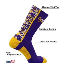 TCK LSU Tigers Digital Camo Crew Socks All Schools