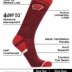 TCK Wisconsin Badgers Socks Victory Parade Crew Length All Schools