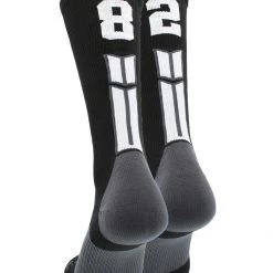 MadSportsStuff Black Player ID Custom Number Crew Socks For Basketball Lacrosse Volleyball Boys And Girls